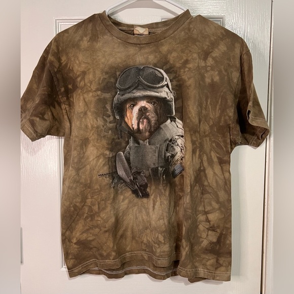 Mountain 2011 Combat Bulldog Dog Brown Tie Dye T-Shirt Size Youth XL Manimals - Picture 4 of 8